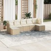 Set sofás de jardín 7 piezas y cojines ratán sintético beige