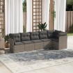 Set de muebles de jardín 6 pzas y cojines ratán sintético gris