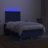 Cama box spring con colchón y luces LED tela azul 120x190