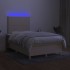 Cama box spring con colchón y luces LED tela crema 120x190