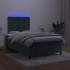 Cama box spring colchón y LED terciopelo verde oscuro