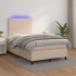 Cama box spring colchón LED cuero sintético capuchino