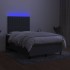 Cama box spring con colchón y LED tela marrón oscuro 120x190