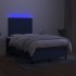 Cama box spring con colchón y luces LED tela azul 120x190