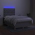 Cama box spring con colchón y LED tela gris claro 120x190