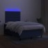 Cama box spring con colchón y luces LED tela azul 120x190