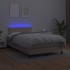 Cama box spring colchón LED cuero sintético capuchino