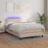 Cama box spring colchón LED cuero sintético capuchino