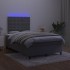 Cama box spring colchón y LED terciopelo gris oscuro 120x190