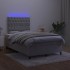 Cama box spring colchón y LED terciopelo gris claro 120x190