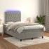 Cama box spring colchón y LED terciopelo gris claro 120x190