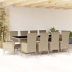 Set comedor de jardín 7 pzas con cojines ratán sintético beige