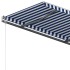 Toldo de pie retráctil manual azul y blanco 450x300