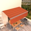 Toldo retráctil manual con persiana naranja y marrón 5x3 m