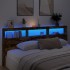 Cabecero de cama con luz LED roble ahumado 220x17x102