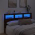 Cabecero de cama con luz LED roble ahumado 180x17x102