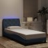 Estructura cama con luces LED terciopelo gris oscuro 80x200