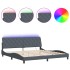 Estructura cama con luces LED terciopelo gris oscuro 200x200