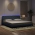 Estructura cama con luces LED terciopelo gris oscuro 200x200