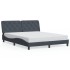 Estructura cama con luces LED terciopelo gris oscuro 160x200