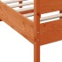 Estructura cama con cabecero madera pino marrón cera 120x200