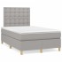 Cama box spring con colchón y LED tela gris claro 120x190