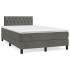 Cama box spring colchón y LED terciopelo gris oscuro 120x190