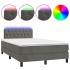 Cama box spring colchón y LED terciopelo gris oscuro 120x190