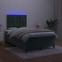 Cama box spring colchón y LED terciopelo verde oscuro