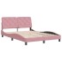 Estructura de cama con cabecero de terciopelo rosa 140x190