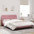 Estructura de cama con cabecero de terciopelo rosa 140x190