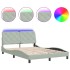 Estructura cama con luces LED terciopelo gris claro 120x200