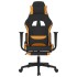 Silla gaming de masaje con reposapiés tela negro y