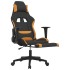 Silla gaming de masaje con reposapiés tela negro y