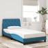 Cama con colchón terciopelo azul 100x200