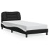 Estructura cama con LED cuero sintético negro blanco 80x200