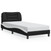 Estructura cama con LED cuero sintético negro blanco 80x200 cm