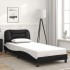 Estructura cama con LED cuero sintético negro blanco 80x200