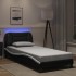 Estructura cama con LED cuero sintético negro y blanco