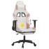 Silla gaming masaje y reposapiés cuero sintético blanco y