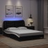 Estructura cama con LED cuero sintético negro blanco 120x200