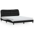 Estructura de cama con luz LED cuero PE negro blanco 160x200