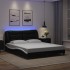 Estructura de cama con luz LED cuero PE negro blanco 160x200