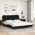 Estructura de cama con luz LED cuero PE negro blanco 160x200