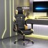 Silla gaming masaje y reposapiés cuero sintético negro