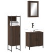 Set de muebles baño 3 pzas madera contrachapada roble marrón