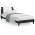 Estructura cama con LED cuero sintético negro blanco 90x200