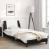 Estructura cama con LED cuero sintético negro blanco 90x200