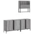 Set de muebles de baño 3 pzas madera contrachapada gris