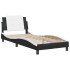 Estructura cama cabecero cuero sintético negro blanco 90x200